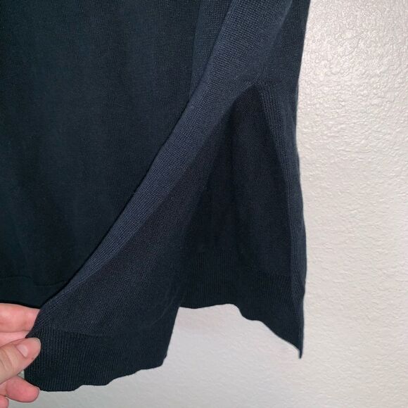 All Saints Kimba Jumper Pullover Sweater Navy Blue Silk Cotton Small Side Slits - Picture 3 of 8